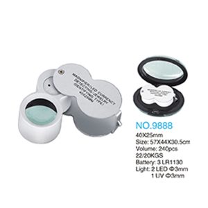 ذره بین و لوپ جواهر شناسی چراغ دار LED-UV 9888 40X