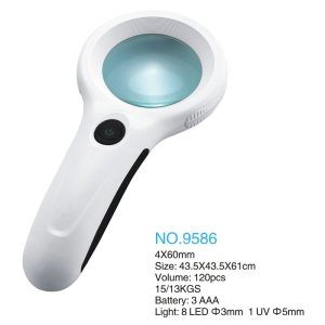 ذره بین و لوپ دستی چراغ دار 9586 LED-UV 4X
