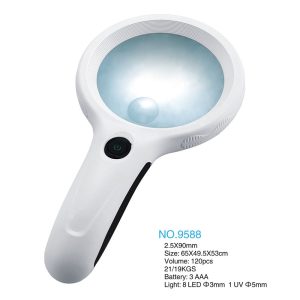ذره بین و لوپ دستی چراغ دار 9588 LED-UV 2/5X
