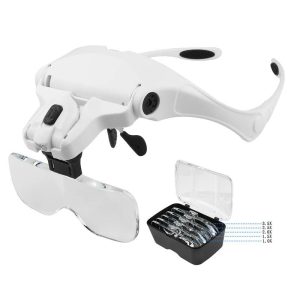 ذره بین و لوپ عینكی چراغ دار 9892B2 LED 1X-1/5X-2X-2/5X-3/5X